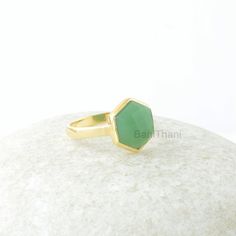 Chrysoprase Ring, Chrysoprase 10mm Hexagon Checkerboard Cut Gemstone Ring, Gold Plated Ring, Silver Ring, Wedding Gift For Bride Item Code: BJ6037 Metal: 925 Sterling Silver Plating: 18k Gold Plated Stone Detail:- Chrysoprase 10mm Hexagon * Please note that there will be slight variations in stone texture and color shades in the actual product that you receive. Stone quality or grade will be same. * All our jewelry is Micron Plated which is higher quality as compared to Standard Plating NOTE: Al Wedding Gift For Bride, Silver Ring Wedding, Chrysoprase Ring, Gift For Bride, Wedding Gifts For Bride, Stone Texture, Gold Plated Rings, Ring Wedding, Ring Gold