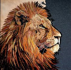 a painting of a lion on a black background