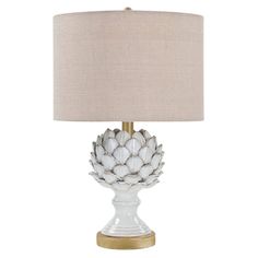 Leafy Artichoke Ceramic Table Lamp (Off White) - The Well Appointed House Artichoke Ceramic, Jar Table Lamp, Mini Table Lamps, Gold Table Lamp, Modern Tropical, Mini Table, Ceramic Table Lamp, Gold Table, Ceramic Base