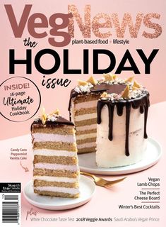 a magazine cover with two slices of cake on the front and one slice is missing