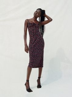 The Alba Rosalita | 'Milk-Maid'Floral Midi Dress | Réalisation Par Fitted Mid-length Slip Dress For Party, Summer Knee-length Slip Dress With Fitted Bodice, Bodycon Midi Slip Dress, Fitted Knee-length Flirty Midi Dress, Fitted Flirty Knee-length Midi Dress, Bodycon Midi Length Slip Dress, Fitted Midi Slip Dress For Date Night, Fitted Midi Length Slip Dress For Date Night, Fitted Ruched Midi Dress