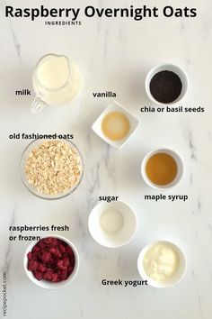 ingredients to make raspberry overnight oats