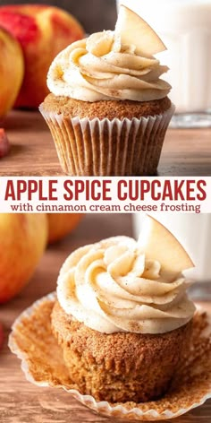 apple spice cupcakes with cinnamon cream cheese frosting