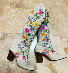 Embroidered Boots For Spring Festivals, Floral Embroidery Boots For Spring Festival, Floral Embroidered Boots For Spring Festival, Bohemian Style Boots For Spring, Spring Fitted Boots For Festival, Fitted Boots For Spring Festival, Bohemian Boots With Floral Embroidery For Fall, Bohemian Fitted Boots With Round Toe, Spring Festival Fitted Boots