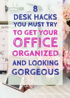 Desk Organization Ideas (For The Most Organized Desk Ever) Office Desk Organization, Gold Office Supplies, Gold Desk Accessories, Desk Hacks, Gold Desk, Desk Cabinet