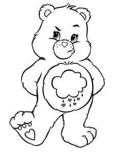 a black and white drawing of a teddy bear holding a heart shaped item in its paws