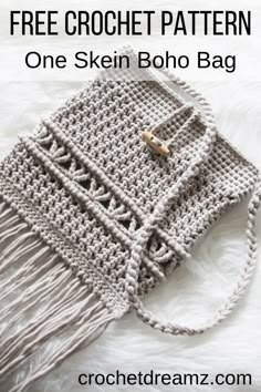 a crocheted purse sitting on top of a white furnishing covered floor