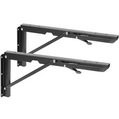 two black metal brackets on a white background