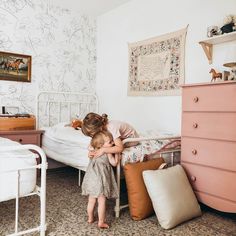 Girls Room Wallpaper, Toddler Girl Room, Shared Room, Girl’s Room, Kids Room Wallpaper, Wallpaper Trends, Toddler Bedrooms