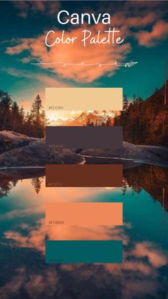 an image of the sky and water in color palettes