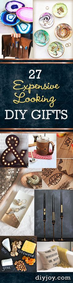 the cover of 25 unique cooking diy gifts, with pictures of different items on it