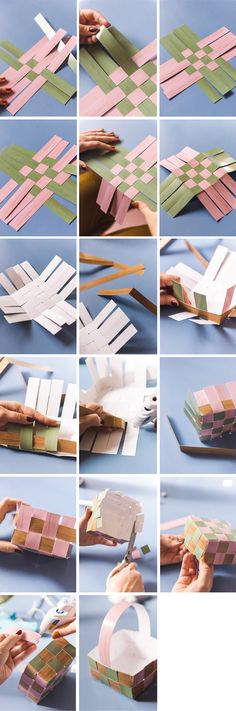 several pictures of different shapes and sizes of paper