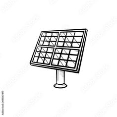 a black and white drawing of a solar panel