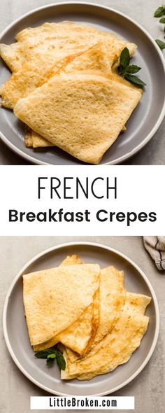 french breakfast crepes on a plate with basil