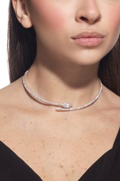 Yeprem y-couture diamond choker necklace in white gold. 18K WHITE GOLD round diamond 4.78ctw, marquise diamond 1.05ctw 11 x 11cm Luxury Choker Necklace, Choker Diamond Necklace, Diamond Chokers, White Diamond Necklace, Diamond Choker Necklace, Palm Beach Jewelry, Diamond Choker, Symbolic Jewelry, White Gold Necklaces