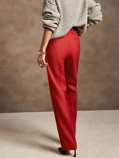 Sharp and smart, this extra long pant is cut to wear with your favorite heels.  A high waist and straight leg adds length to every step.  ITALIAN WOOL: Soft and smooth, this wool fabric from Italy's Marzotto mill is perfect for cooler weather.  Zip f Chic Wide Leg Pants With Straight Hem For Fall, Fall Office Pants With Straight Hem, Fall Wide Leg Pants For Office With Straight Hem, Fall Wide Leg Pants For Office, Modern Straight Hem Dress Pants For Fall, Chic Wool Dress Pants With Welt Pockets, Wide Leg Formal Pants With Straight Hem For Fall, Chic Wool Wide Leg Pants With Straight Hem, Formal Wide Leg Pants With Straight Hem For Fall