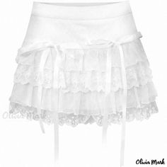 Olivia Mark - White Cake Skirt Ballet Lace Tulle Mini Puffy Skirt Half Skirt Coquette White, Cake Dress, Cake Skirt, Puffy Skirt, Cake Lace, Dress Cake, Half Skirt, Printed Midi Skirt, White Cake