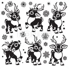 christmas reindeers and snowflakes