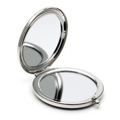 an open compact mirror on a white background