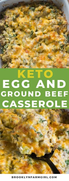 keto egg and ground beef casserole in a white dish