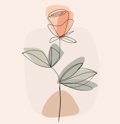 a drawing of a single rose on a pink background