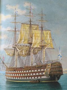 an old painting of a sailing ship in the ocean