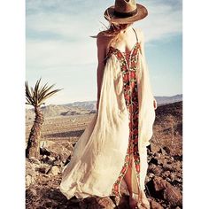 Women's Boho Maxi Cami Dress - Wnkrs Bohemian Pants, Long Beach Dress, Mode Boho, Ankle Length Dress, Floral Embroidered Dress, Embroidered Maxi Dress, Vintage Maxi Dress, Boho Maxi, Boho Maxi Dress