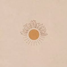 a drawing of a sunflower on a beige background