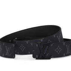 LV Initiales 40mm Matte Black Belt Monogram Eclipse Canvas - Men - Accessories | LOUIS VUITTON ® Lv Belt Men, Louis Belt, Lv Belts, Mens Luxury Accessories, Mens Belts Fashion, Pochette Louis Vuitton, Mens Designer Belts, Men Belts, Faded Hair