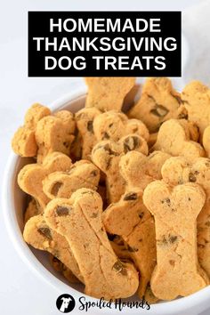 homemade thanksgiving dog treats in a white bowl