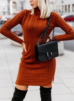 Nice thick cable knit turtleneck sweater dress.

•beautiful rust color

•superb quality

•very stretchy 

•soft heavyweight knit 

•Is worn fitted 

Size Guide 

Small-6-8

Medium-8-10

Large- 10/12

X-Large- 12/14 Brown Ribbed Sweater Dress For Fall, Ribbed Brown Sweater Dress For Fall, Fall Cable Knit Knee-length Sweater Dress, Fall Ribbed Brown Sweater Dress, Cozy Cable Knit Dresses For Fall, Brown High Neck Winter Dress, Winter Brown Ribbed Sweater Dress, Winter Ribbed Brown Sweater Dress, Fall Cable Knit Dresses