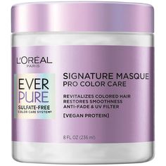 PRICES MAY VARY. HAIR MASK FOR COLOR TREATED HAIR - EverPure Signature Masque revitalizes frequently color treated hair. Anti fade and UV filter, Gentle on color, Validated by hair colorists TREAT DRY, COLOR TREATED HAIR - Luxuriously indulgent hair mask enhances shine and nourishes hair while providing intense hydration, Restores hair's smoothness. For all hair types PREMIUM SULFATE FREE FORMULA - 100 percent sulfate-free, paraben-free, dye-free, gluten-free and vegan. With rose extract and veg Loreal Hair, Hydrating Hair Mask, Weak Hair, Dry Shampoo Hairstyles, Hydrate Hair, Care Hair, Dye Free, Vegan Protein, Color Treated Hair