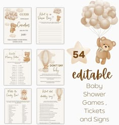 baby shower games with teddy bears and balloons in the shape of numbers for each child