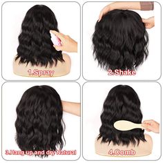 Relena Short Wavy Black Wig with Bangs 14'' Synthetic Curly Bob Wigs for Black Women Natural Wavy Shoulder Length Wigs Heat Resistant Fiber Black Bob Wig for Daily Party, #Ad #Sponsored, Black Wig With Bangs, Flat Bangs, Bob Wigs For Black Women, Short Wavy Bob, Wavy Curls, Curly Bob Wigs, Short Human Hair Wigs, Natural Black Women, Bad Smell