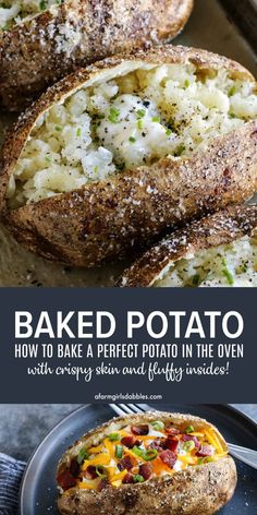 baked potato with cheese and bacon in the oven