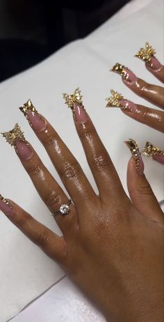 Glitter Gold Nails, Classy Acrylic Nails