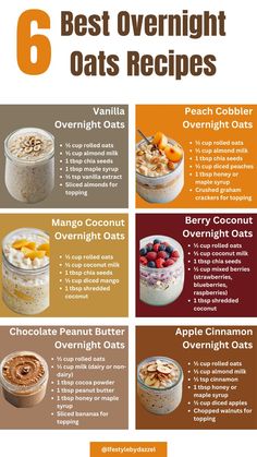 Try out these healthy overnight oat recipes with yogurt in 5 minutes! You'll find vanilla overnight oats with yogurt, strawberry overnight oats with yogurt, mango overnight oats with yogurt, apple cinnamon overnight oats with yogurt, coffee overnight oats with yogurt, and chocolate peanut butter overnight oats recipes are so delicious! 10 Best Overnight Oats, Healthy Oatmeal Meal Prep, Overnight Oats Fruit Recipe, Overnight Oats And Yogurt, Overnight Oats Add Ins, Overnight Oat Breakfast, Overnight Oats Sweet Potato, Overnight Oats Healthy Vanilla, Overnight Vanilla Oats