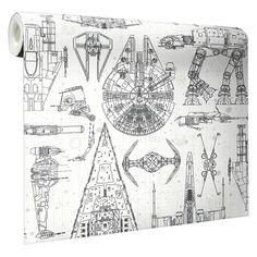 the star wars wallpaper is designed to look like it has been drawn in black and white