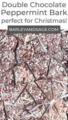 This swirled peppermint bark has layers of dark chocolate and white chocolate swirled together, then topped with crushed peppermint for the perfect Christmas treat!