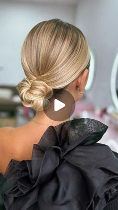 Low Neck Bun Hairstyles, Wedding Hair Up Medium Length, Bridesmaid Hair Bun Classy, Black Tie Women Hair Styles, Elegant Evening Hairstyles, Different Types Of Buns Hairstyles, Center Part Updo, Simple Elegant Updos For Medium Hair, Classy Updo Hairstyles Elegant Wedding