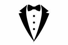 a black and white silhouette of a tuxedo with a bow tie on it