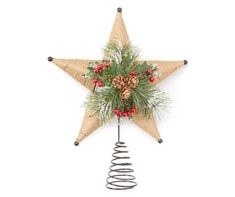 a christmas star decoration with pine cones and berries