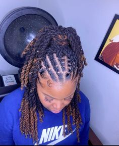 Loc Two Strand Twist Updo, Locs Hairstyles For Women Half Up Half Down, Loc Style Inspo Black Women, Up Down Loc Styles, Loc Hairstyles Half Up Half Down, Loc Style Half Up Half Down, Half Up Half Down Dread Styles, Half Up Half Down Loc Styles Locks