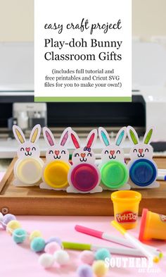 an easy project to play - doh bunny classroom gifts includes fun materials and free printables for you to make your own