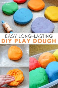 homemade play dough for kids to make with the help of an adult and toddler