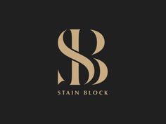 the logo for stain block is shown in gold and black