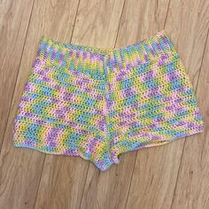 Handmade From An Etsy Account Never Worn Besides Trying On. They Were A Little Big On Crochet Shorts For Vacation In Spring, Crochet Shorts For Spring Vacation, Crochet Shorts For Spring, Crochet Shorts For Spring And Summer, Spring Crochet Shorts, Summer Cotton Crochet Shorts, Spring Beach Crochet Shorts, Fitted Crochet Summer Shorts, Beach Season Crochet Cotton Bottoms