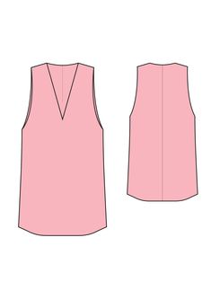 the front and back views of a pink top