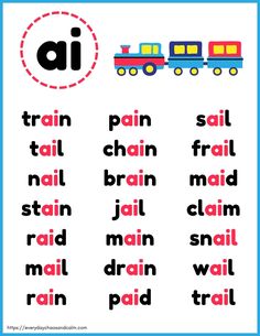 a printable alphabet with the words train and train