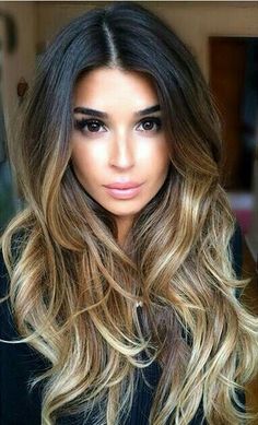 Balayage on dark hair: Hairstyle Ombre, Blond Balayage, Ombre Fashion, Ombré Hair, Ombre Hair Color, Long Wavy Hair, Strawberry Blonde, Hair Color Trends, Blonde Balayage